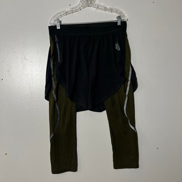 Nike Dri- Fit Lab 2 In 1 Black/Green Activewear Short-Tights Combo Men’s Size XL - Picture 1 of 8